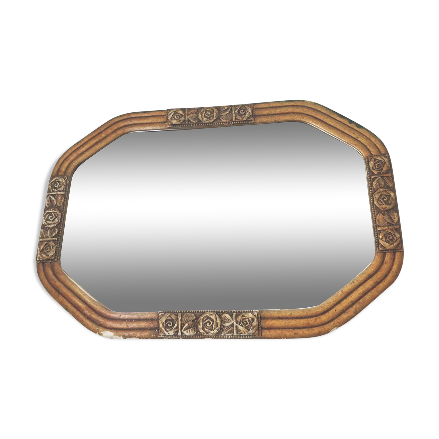 Octagonal art deco mirror 54x36cm