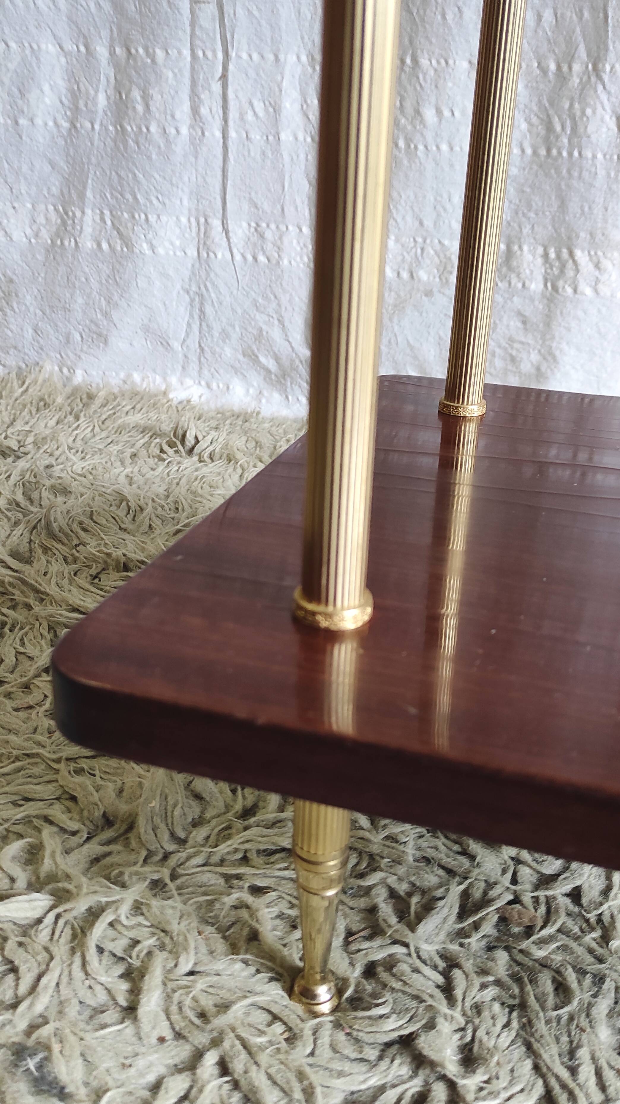 Fifth wheel in brass, glass and wood - 50s/60s
