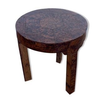 Table basse ronde/desserte en loupe de thuya