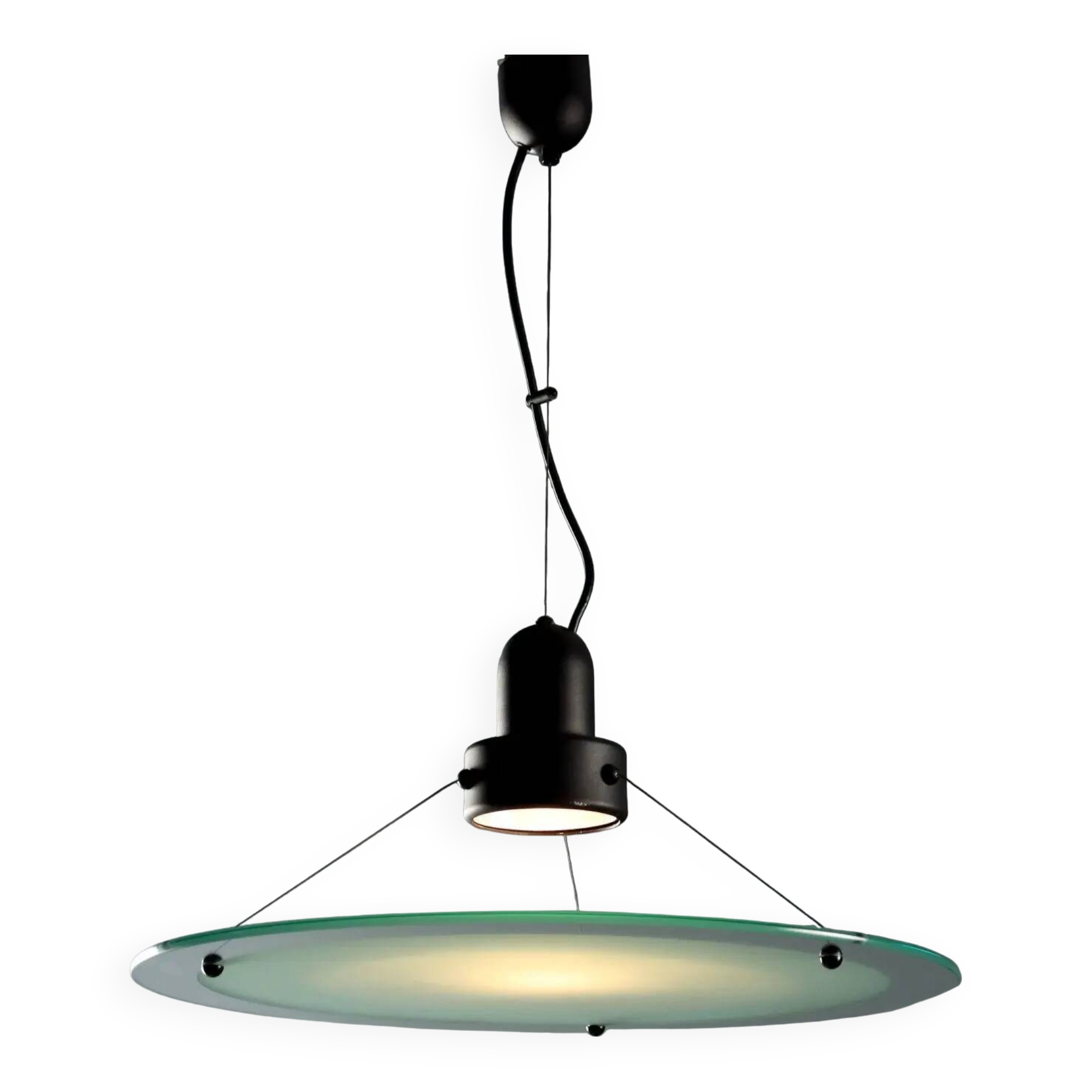 Vintage ceiling light in glass and enamelled metal, design, Italy, 1980s