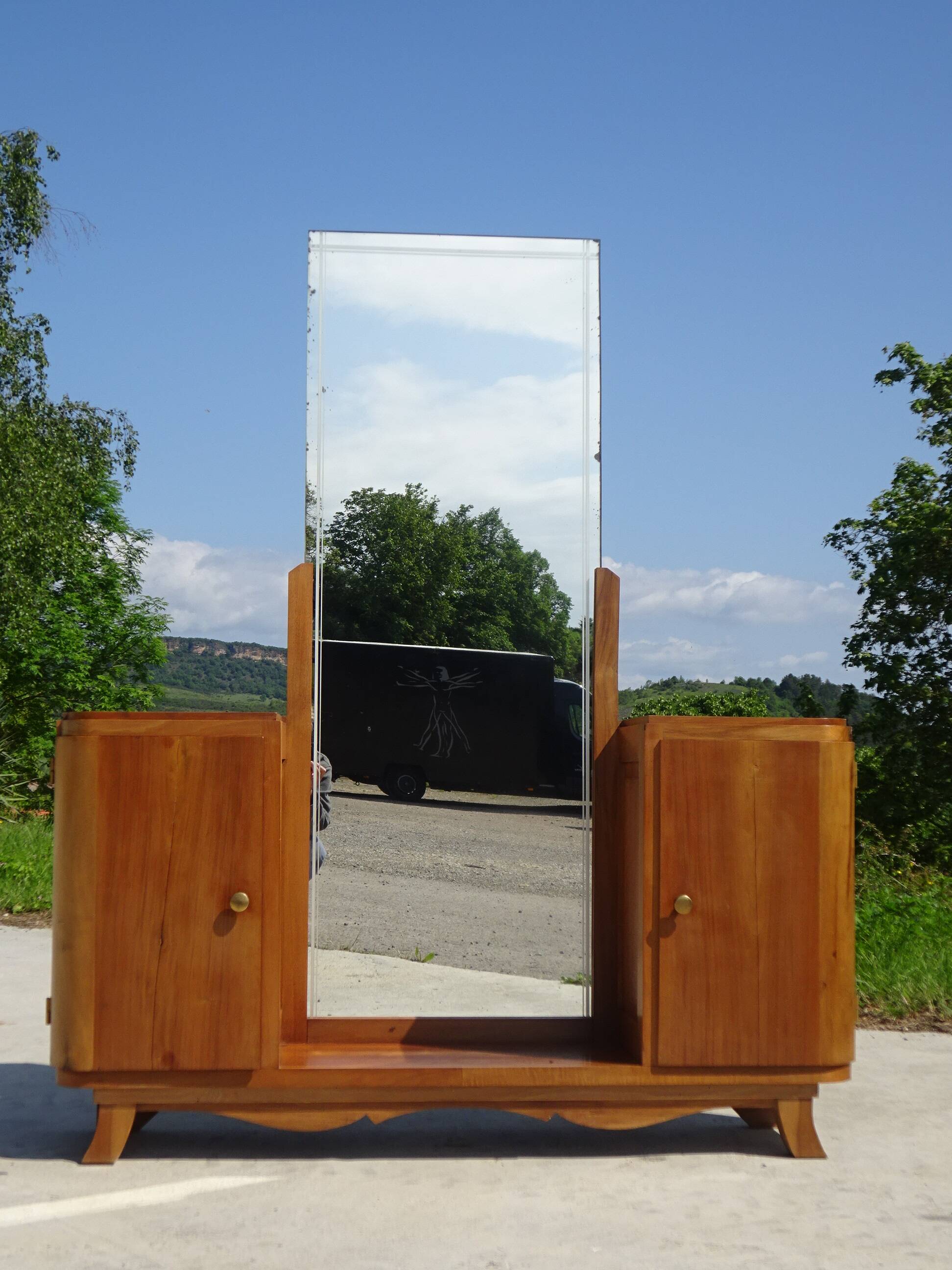 Small Art Deco dressing table in light wood