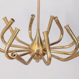 Large 50s vintage brass chandelier with 12 lights italian design