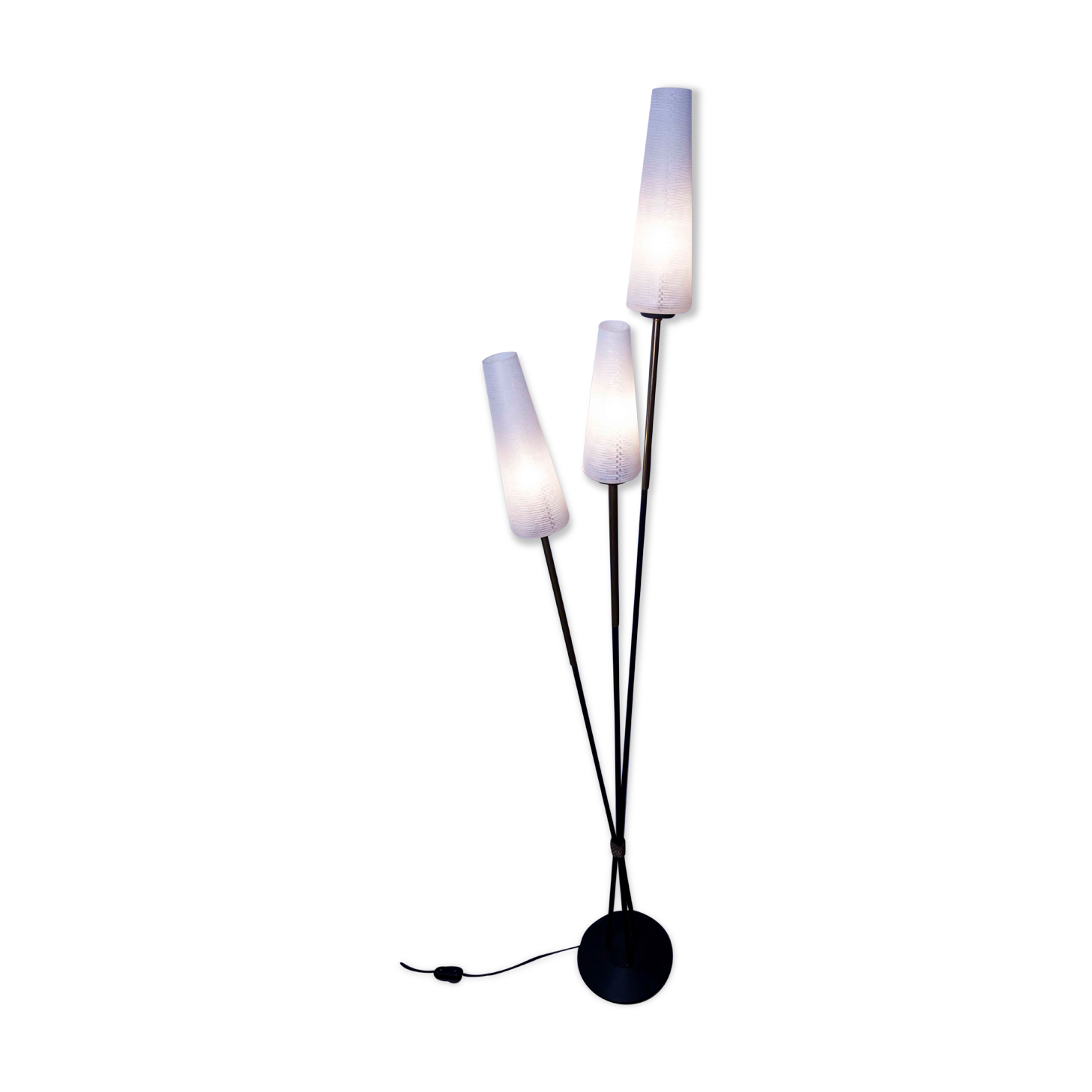 1960 brass cast iron and glass lamppost 3 heads