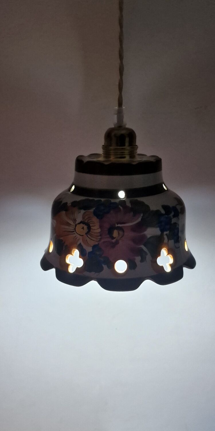 Rustic hand-painted pendant light