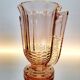 Vase Art déco en cristal Val Saint Lambert rose, série Luxval modèle Romeo, Belgique