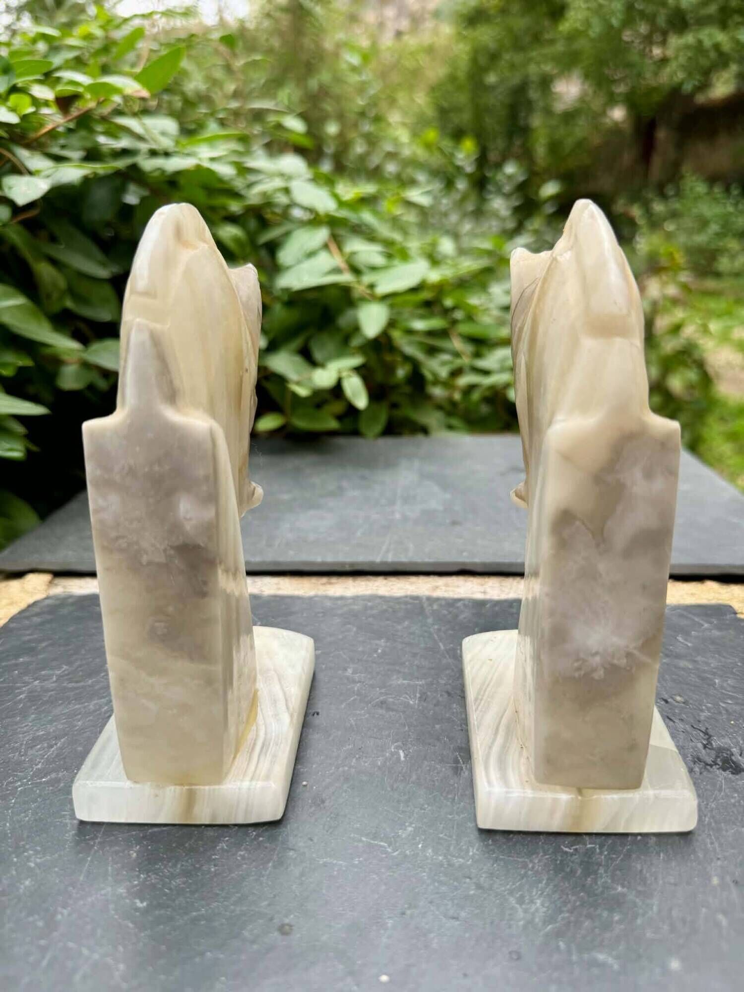 Pair of onyx bookends horse 1960s Italy vintage