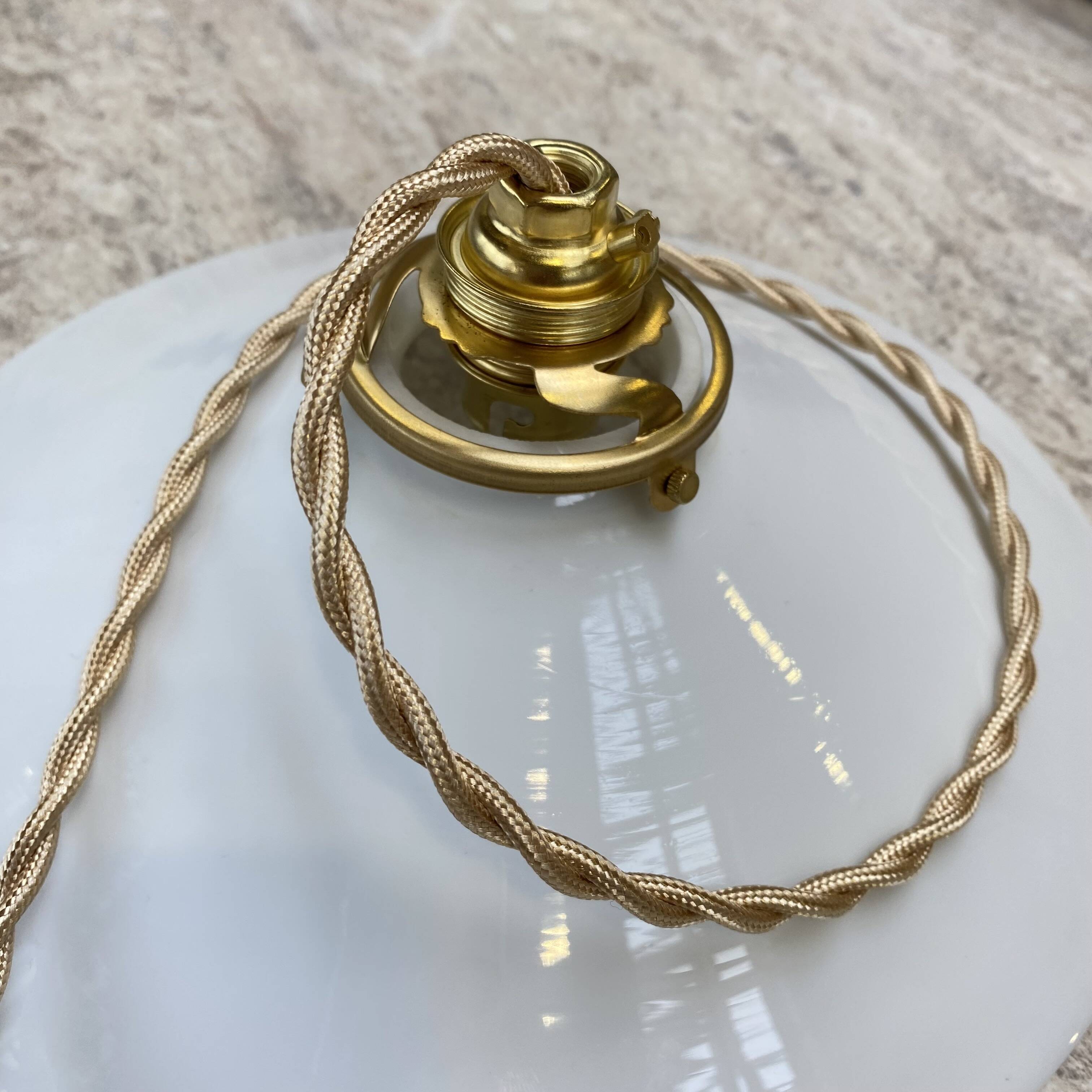Vintage white opaline pendant light