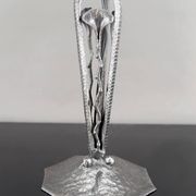 Art Deco Wrought Iron Lamp, Floral Tulip signed Degué, France, c. 1930
