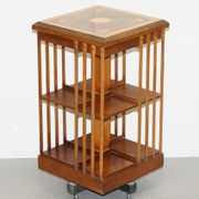 Edwardian revolving library in burl walnut with Sheraton inlay circa 1900