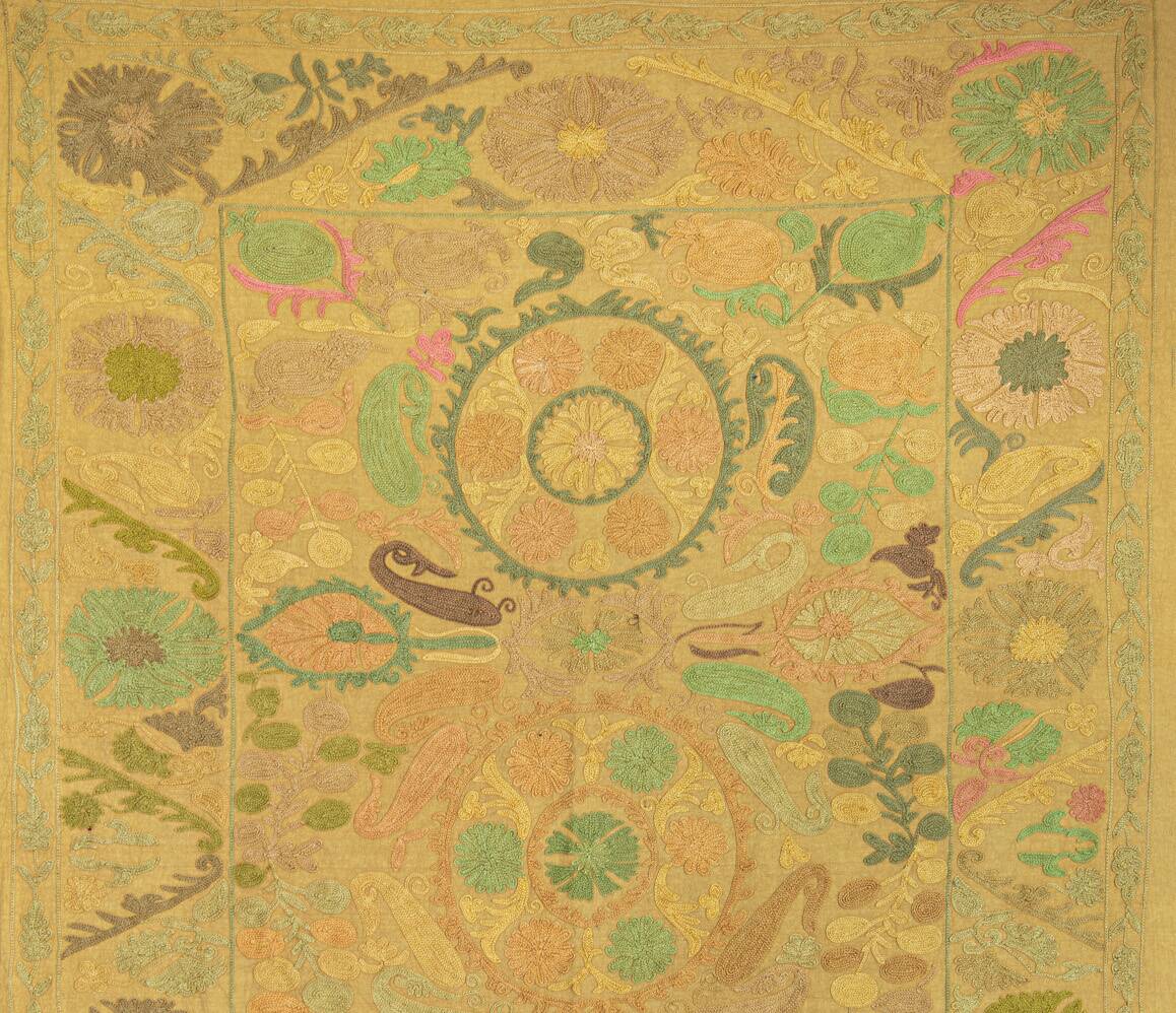 Textile suzani teinté et brodé à la main 218 x 145 cm