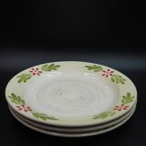 3 plates with mistletoe pattern