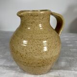 Turned and glazed stoneware wine pitcher