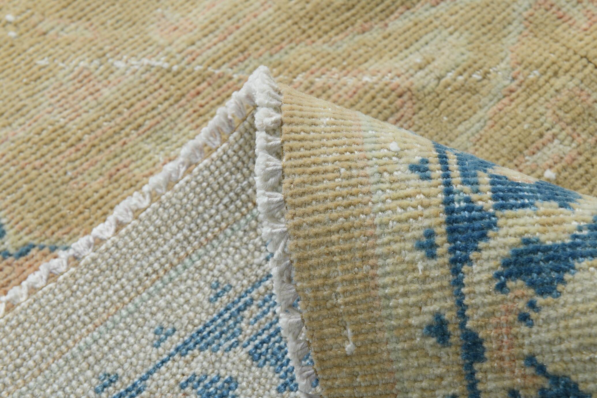10x13 Blue & Peach Floral Antique 55s Persian Rug, 301x388Cm