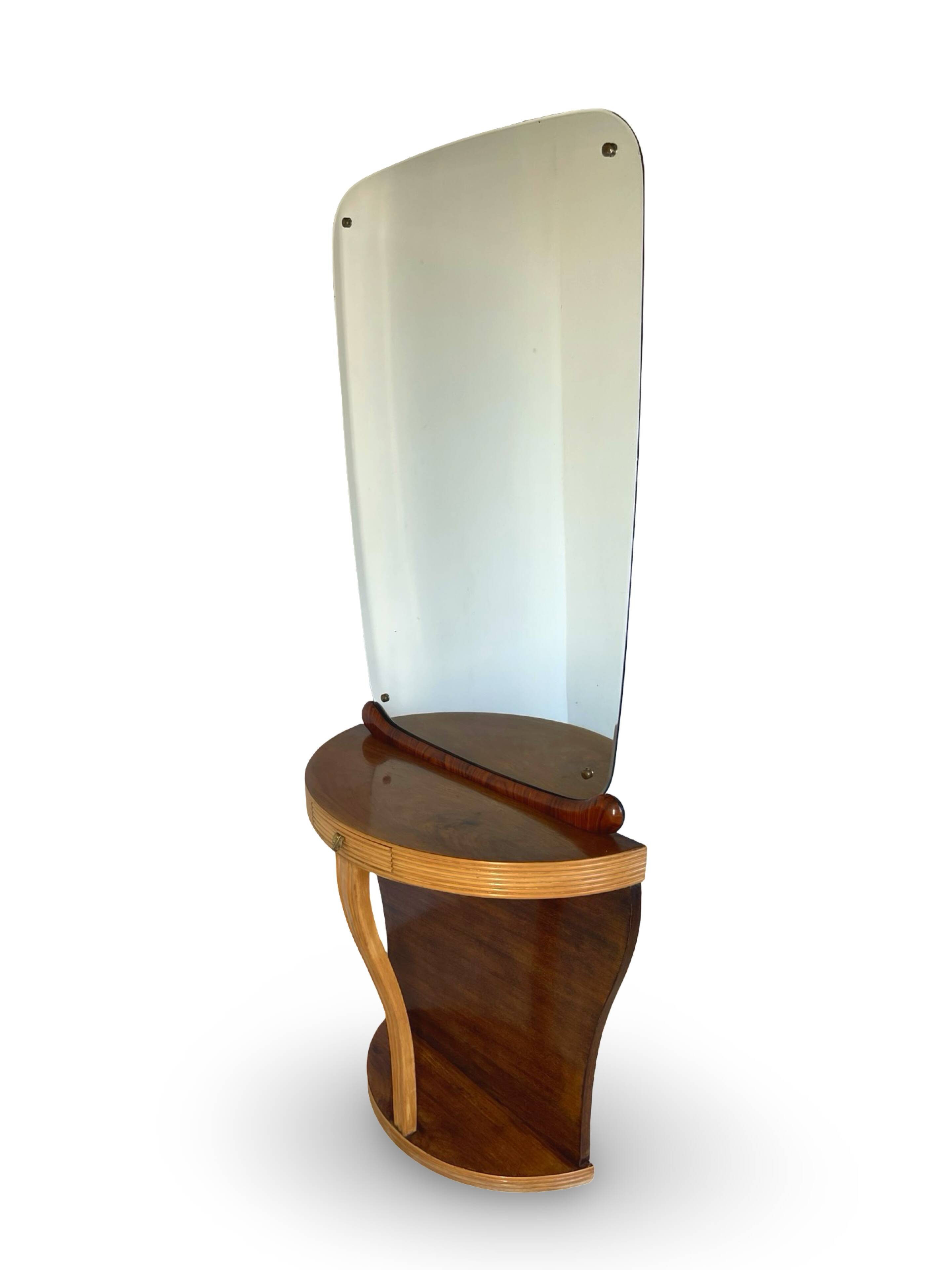 Console Art Déco moderne du milieu du siècle, dans le style de Paolo Buffa.