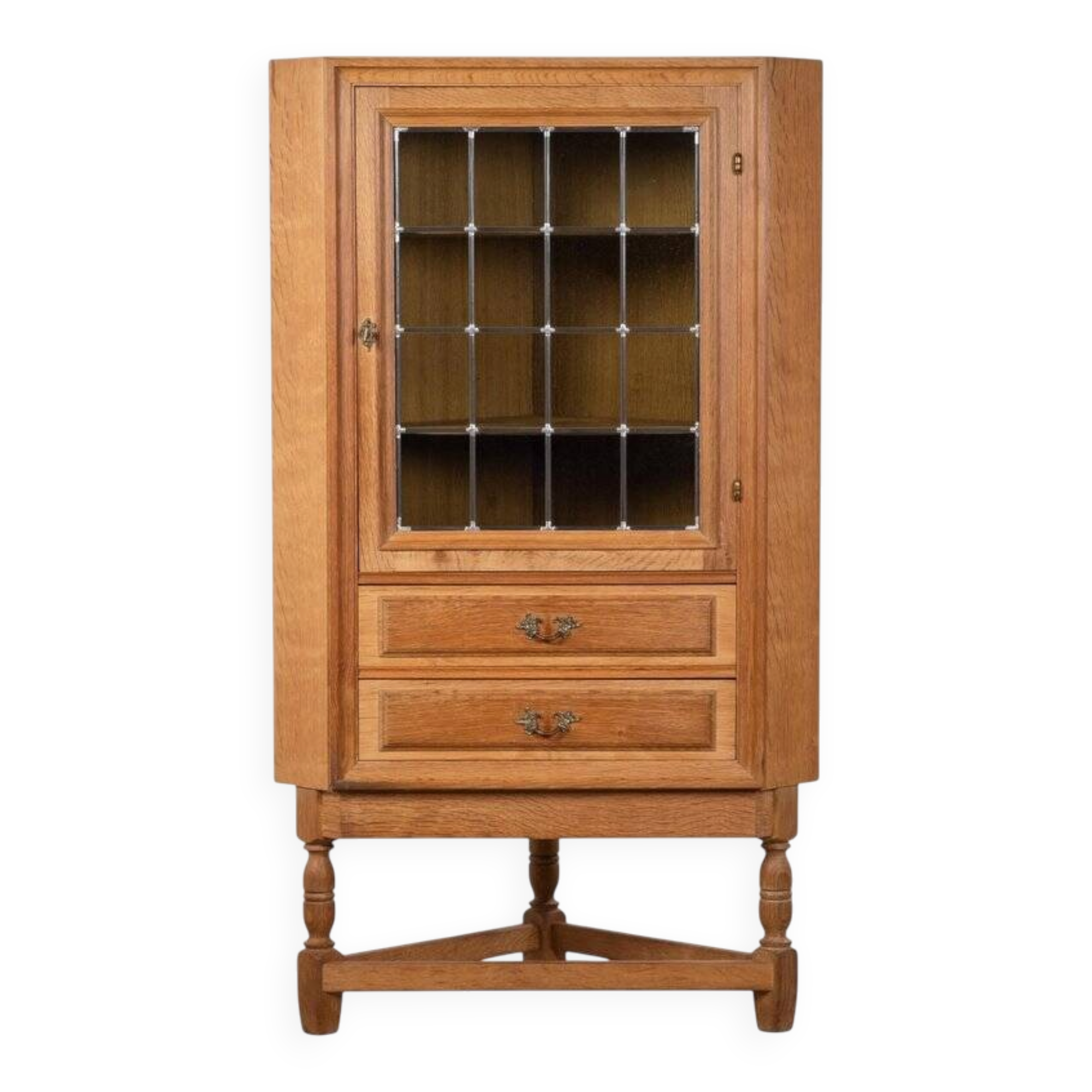 Brutalist Oak Corner Cabinet attributed to Henning Kjærnulf, Denmark, 1960s