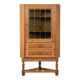 Brutalist Oak Corner Cabinet attributed to Henning Kjærnulf, Denmark, 1960s