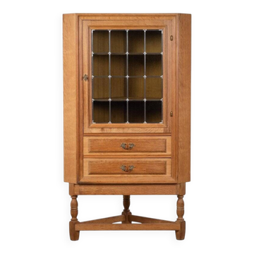 Brutalist Oak Corner Cabinet attributed to Henning Kjærnulf, Denmark, 1960s