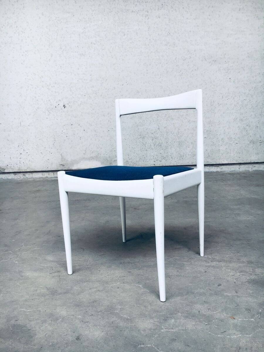 Belgian White Dining Chair, 1970s, Set of 9