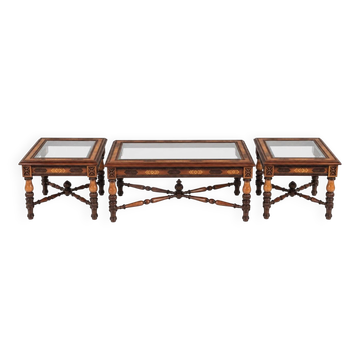Set of 3 carved wooden coffee tables Chiniot, Pakistan