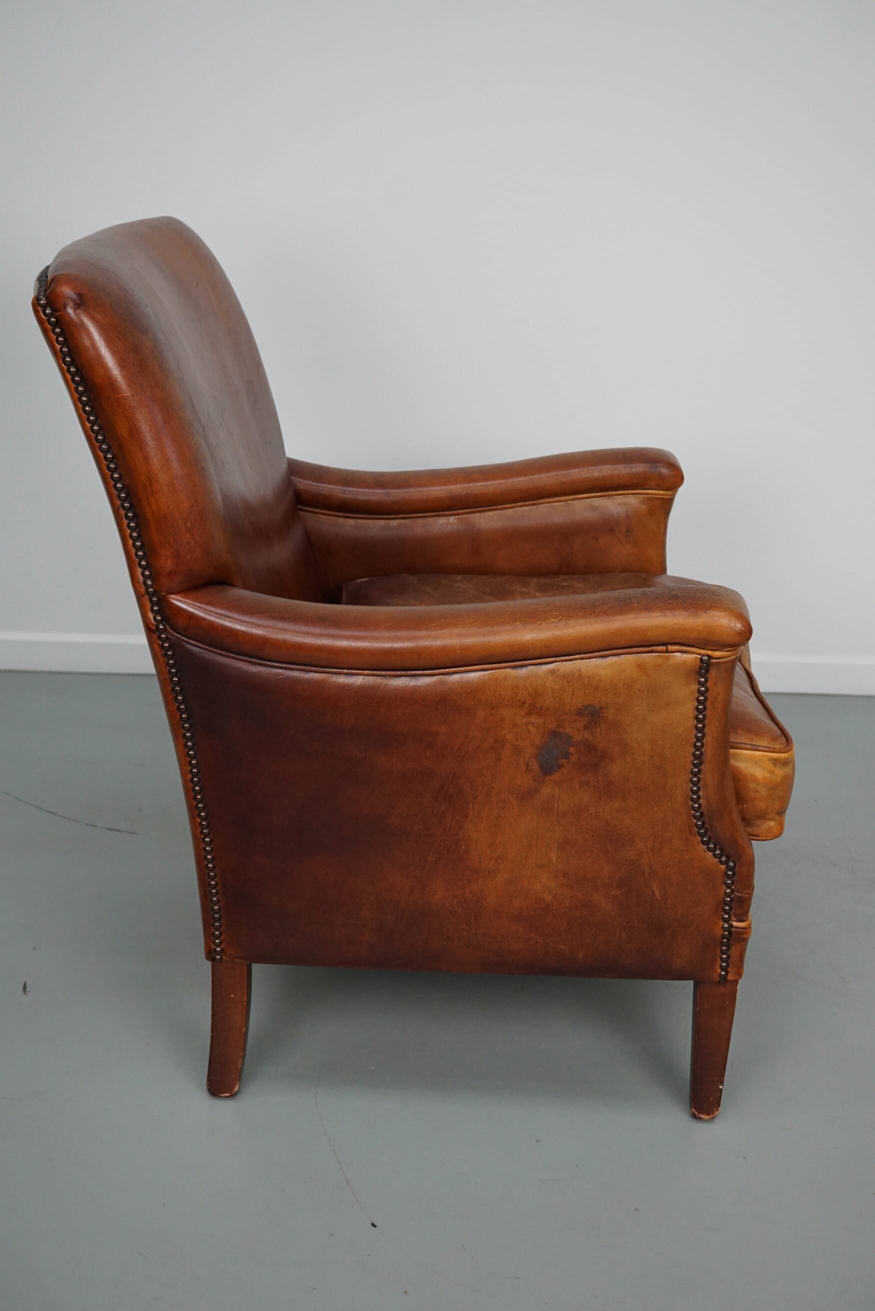 Vintage Dutch Cognac Colored Leather Club Chair