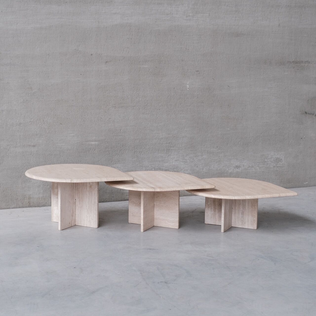 Travertine mid-century nesting coffee tables