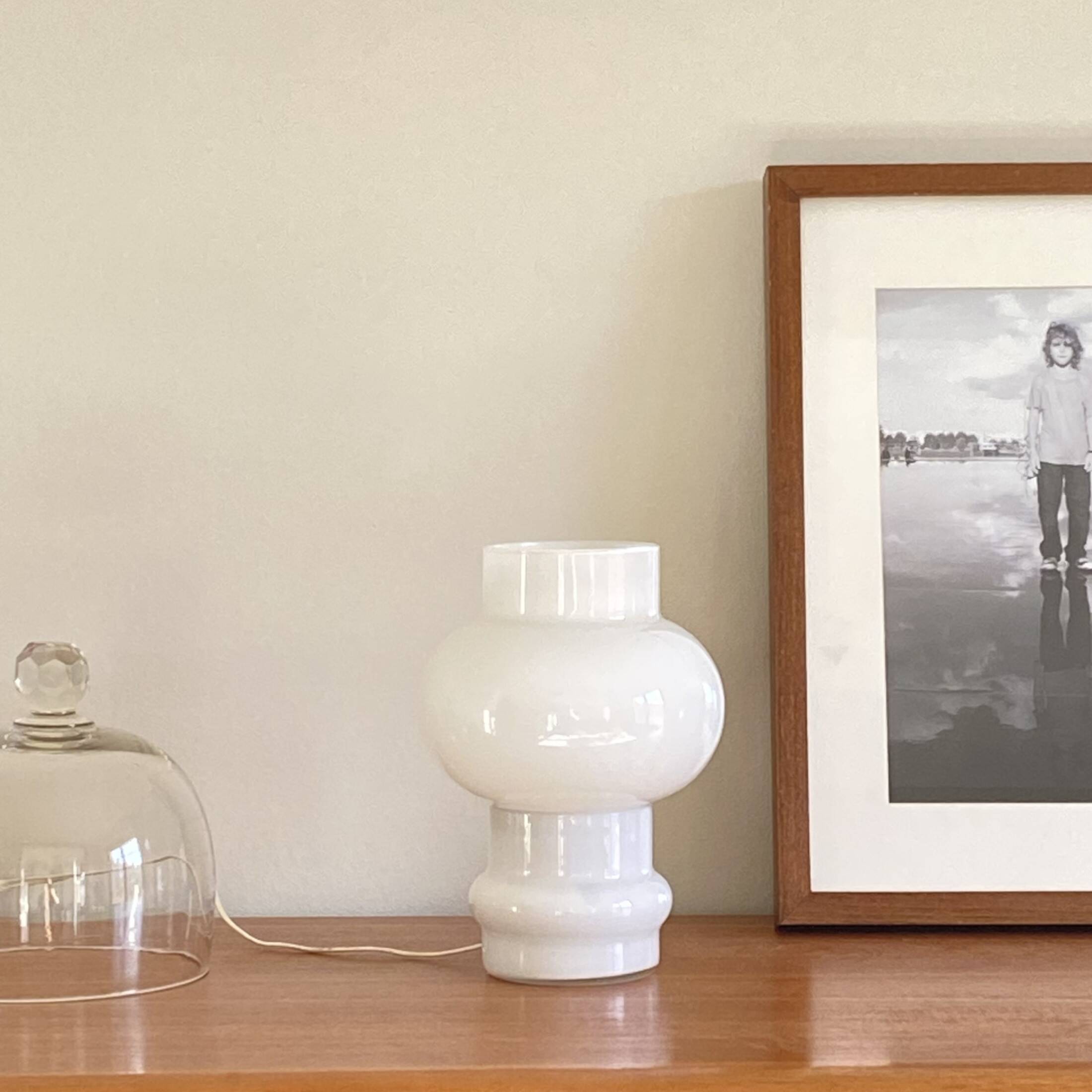 Vintage 60s white opaline glass table lamp LAMP-7146