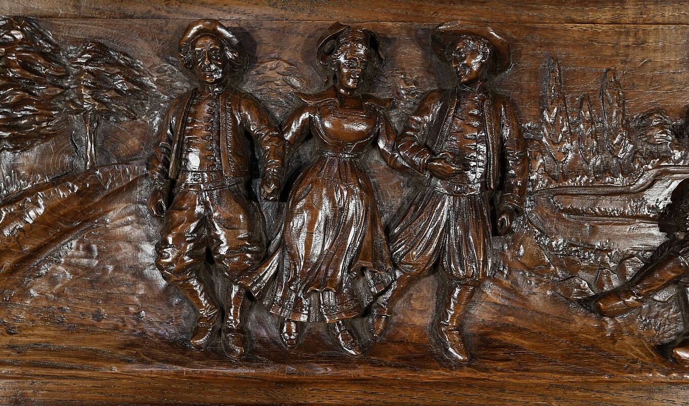 Important Regional Oak Mirror – Early 20th Century