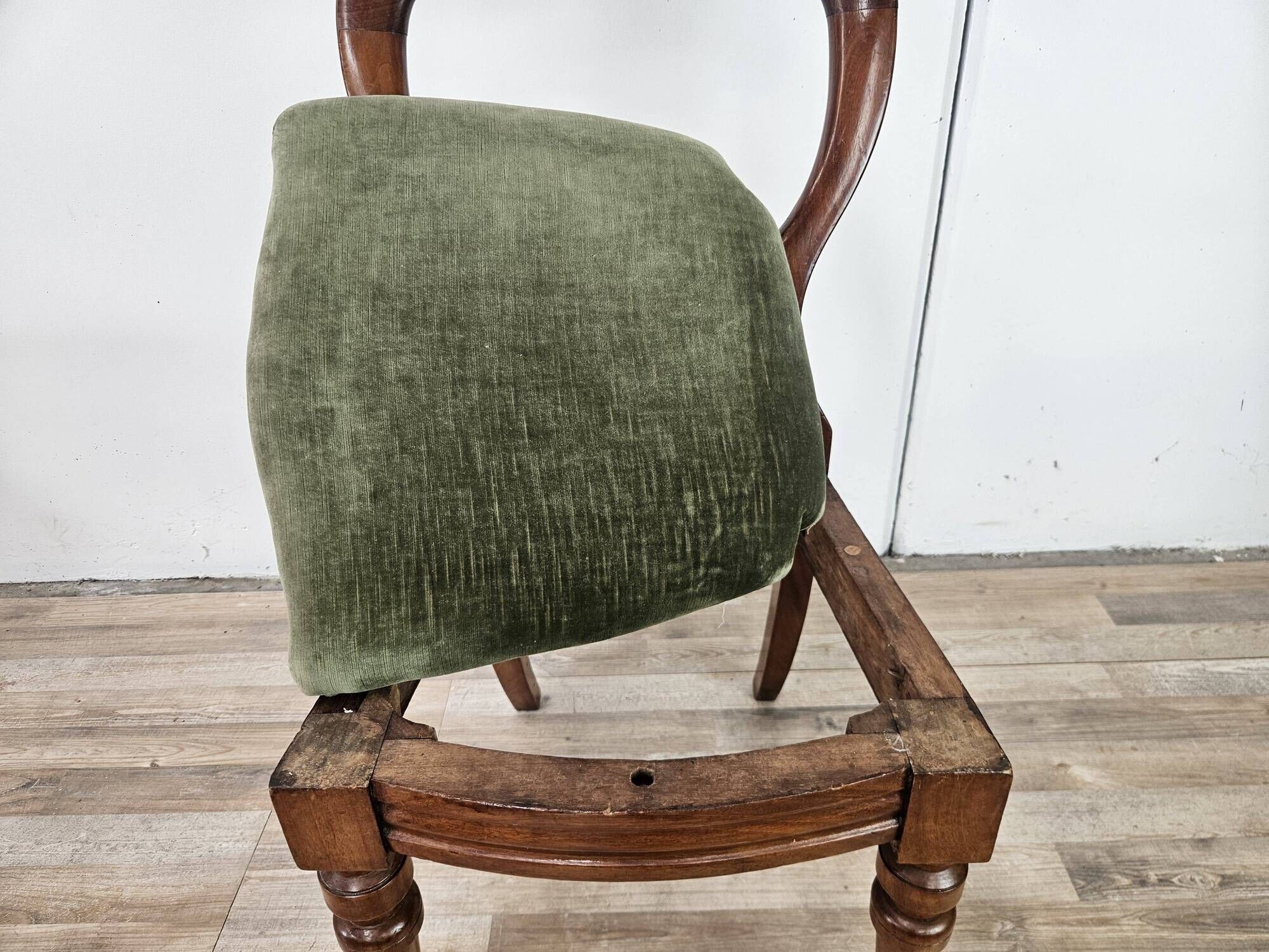 Four solid wood chairs with fabric seats, late 19th century
