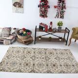 Dark gray & beige vintage rug, 206x102 cm