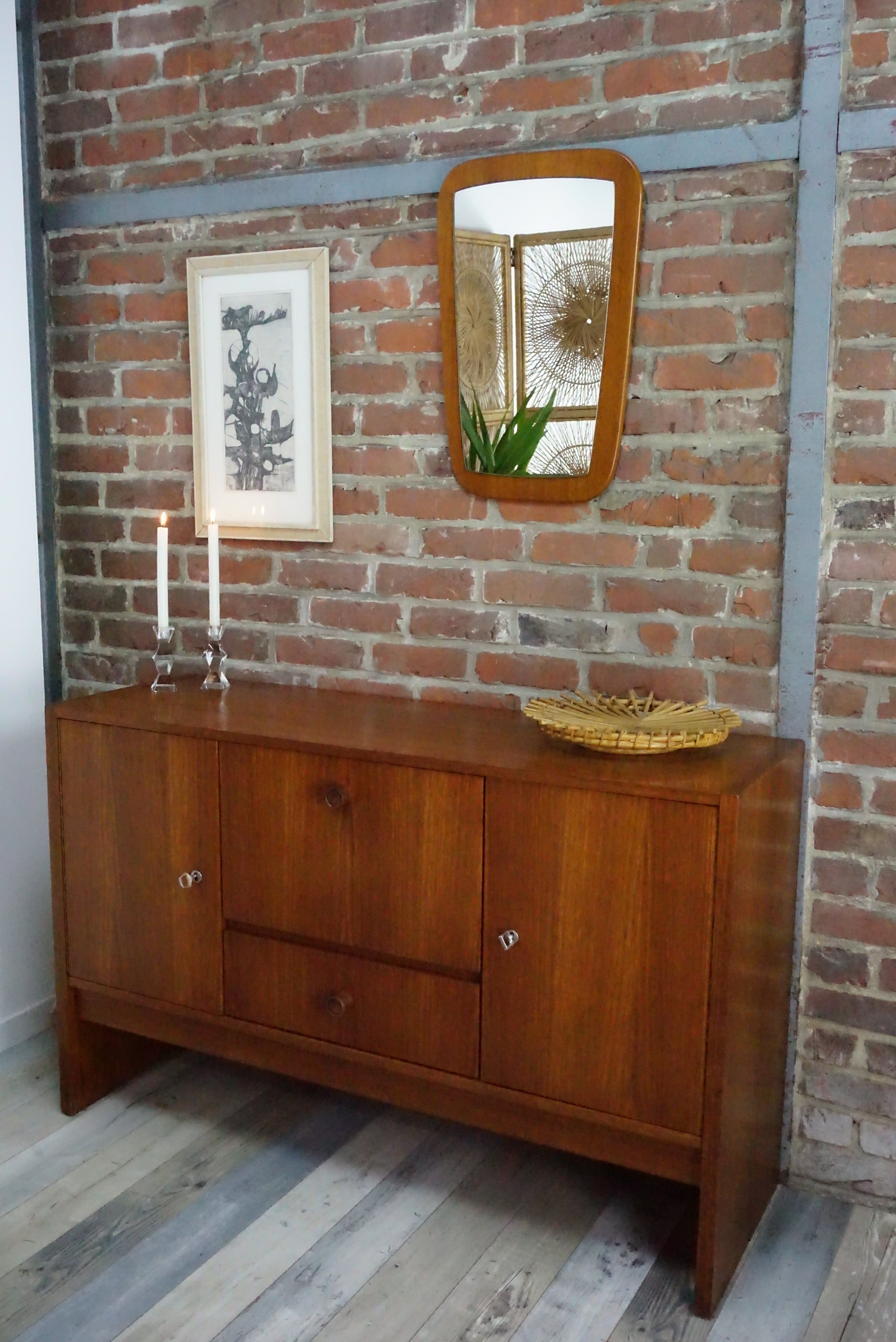 Teak mirror cut "Barrel" 38 x 60 cm