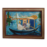 Animated lake landscape painting by painter and his model