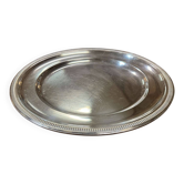 Plat ovale en métal argenté des années 1950