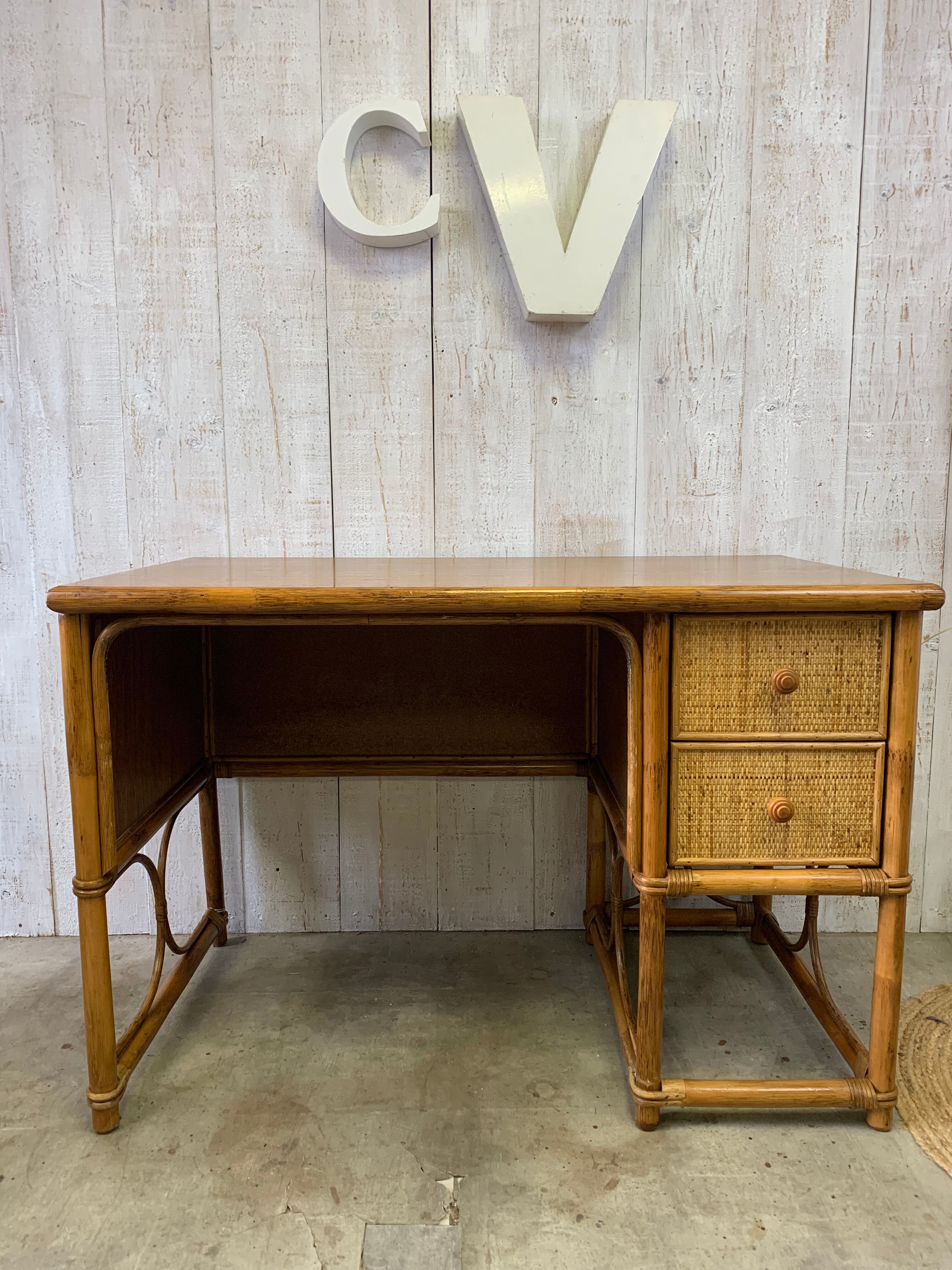 Vintage rattan desk