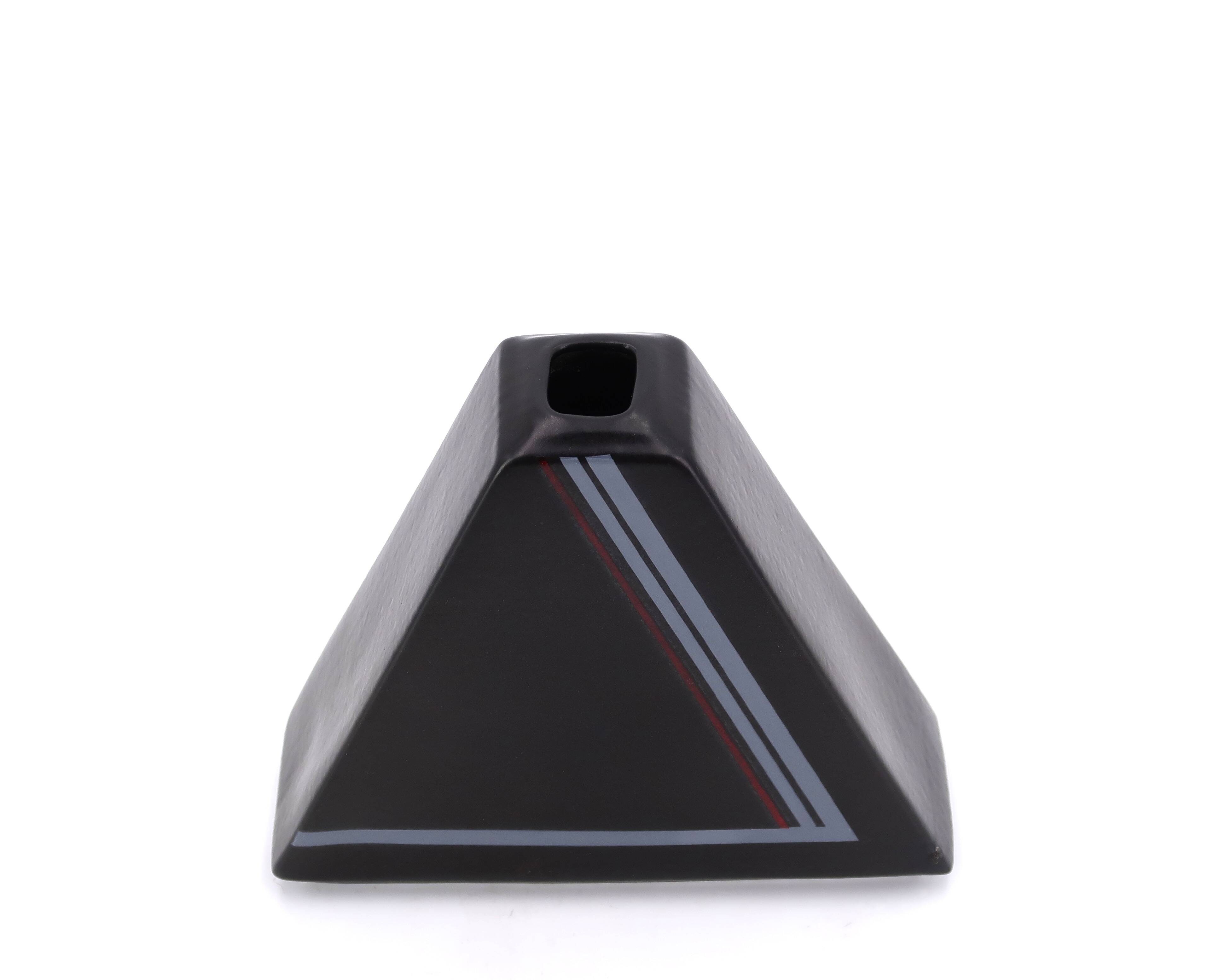 Black pyramid vase in Virebent porcelain, 1980s
