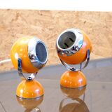Paire de lampes eyeball orange space age