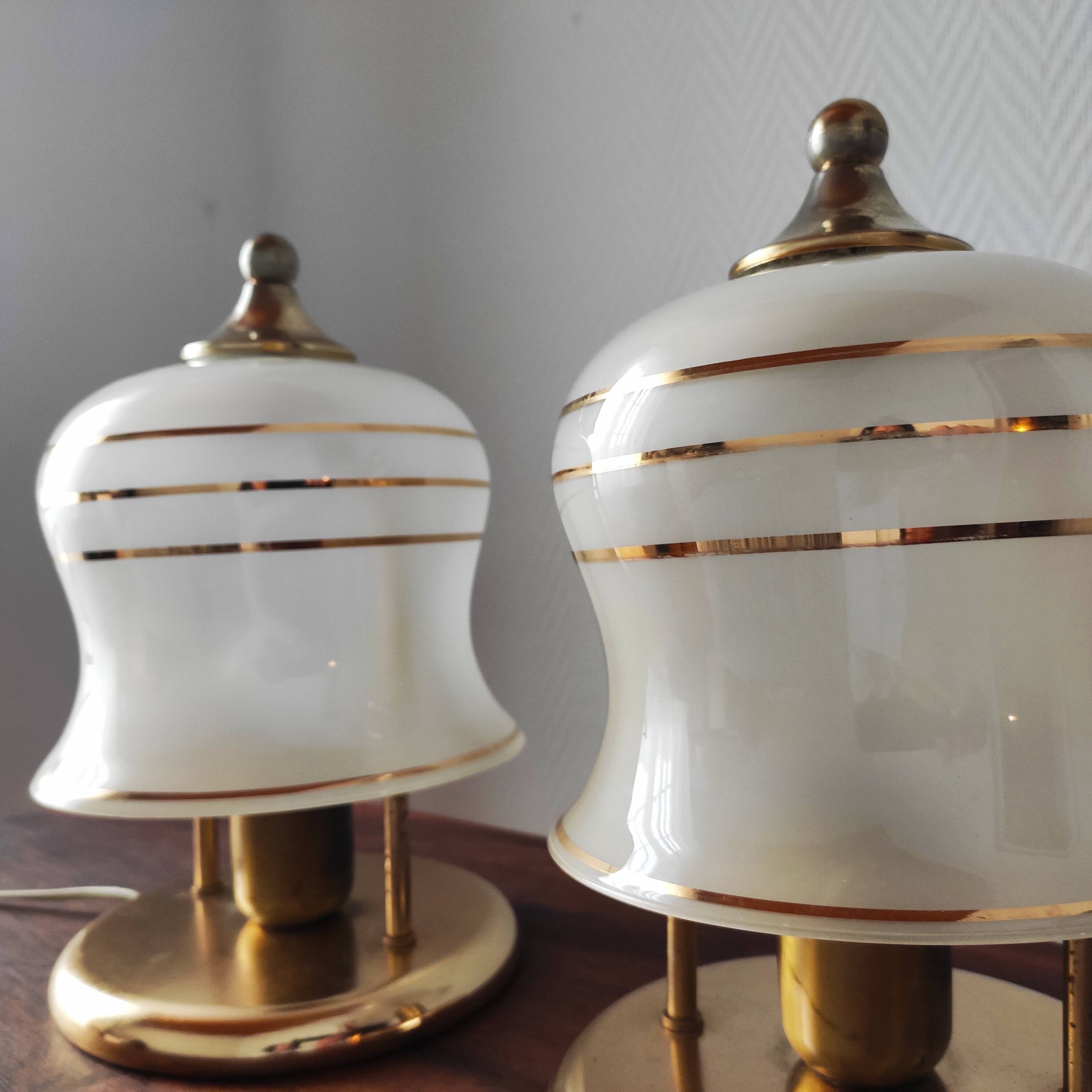 Pair of antique art deco lamps