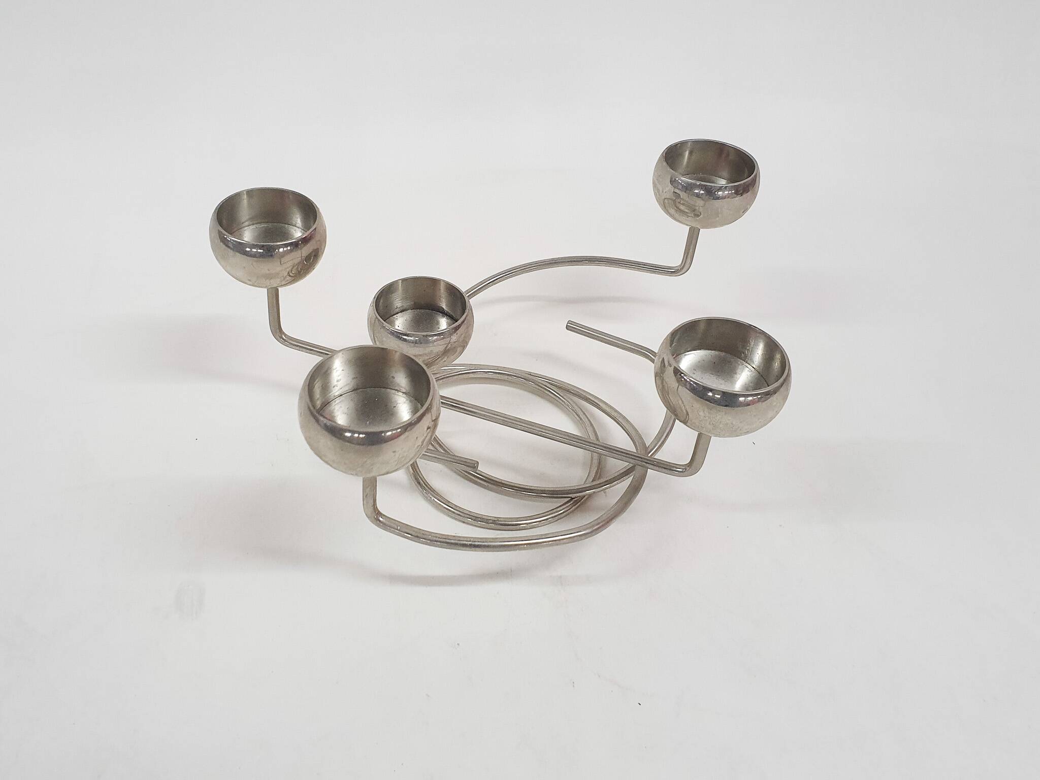 Metal design tea light holder, The Netherlands 1980's