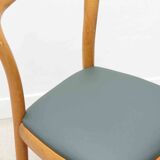 Green and oak art nouveau style bistro chair