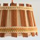 Vintage 1970s burlap and wood pendant light
