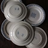 Un lot de 6 petites assiettes Terre de Fer bleu Clairefontaine Grec