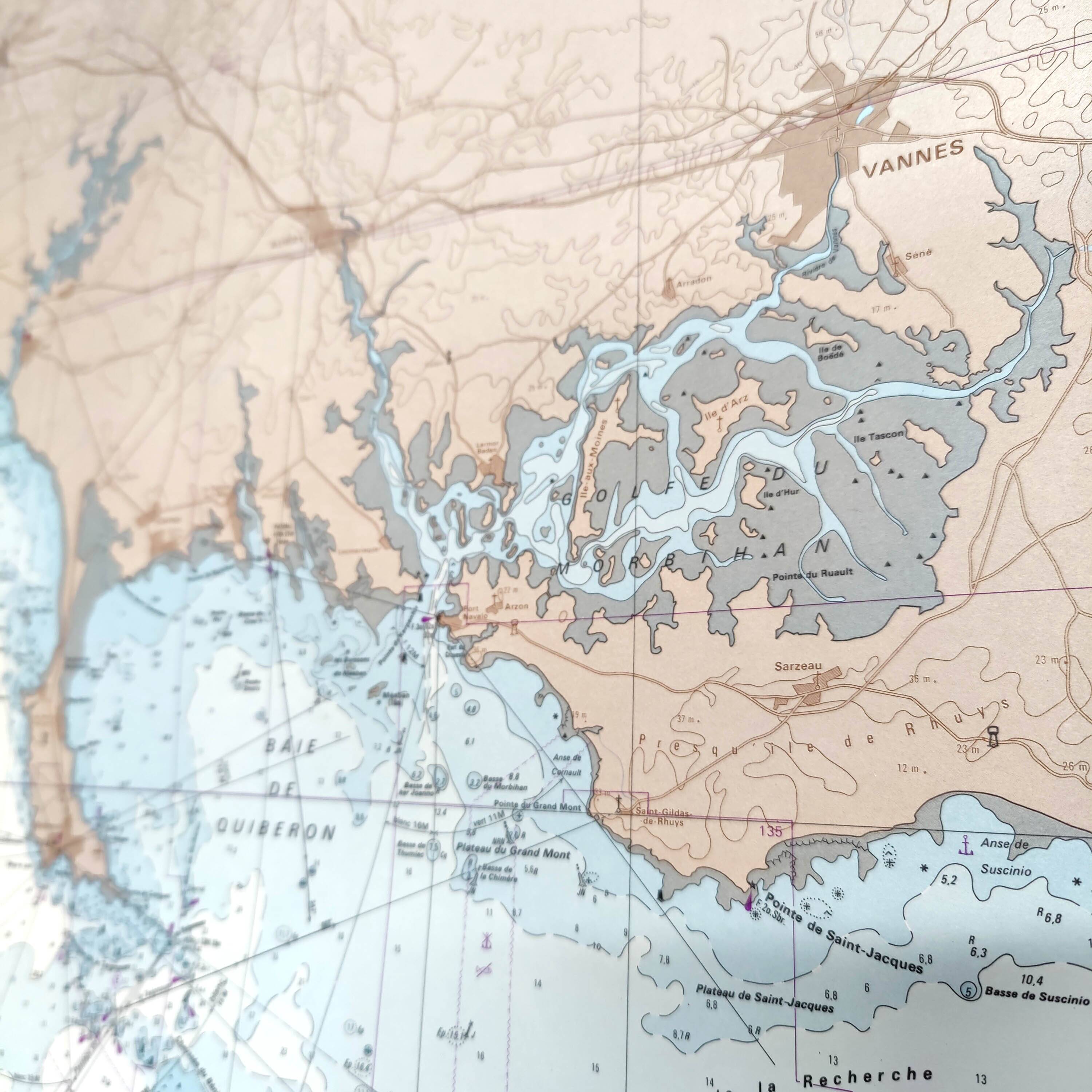 Carte Finistère et Morbihan côte ouest France 1981