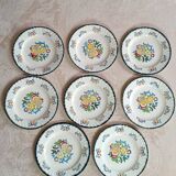 Set of 8 vintage Longwy Vieux Rouen dessert plates