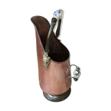 Pink hammered copper coal bucket and porcelain handles