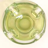 Green anise crystal ashtray Val St Lambert 70s Diameter 16.6 cm