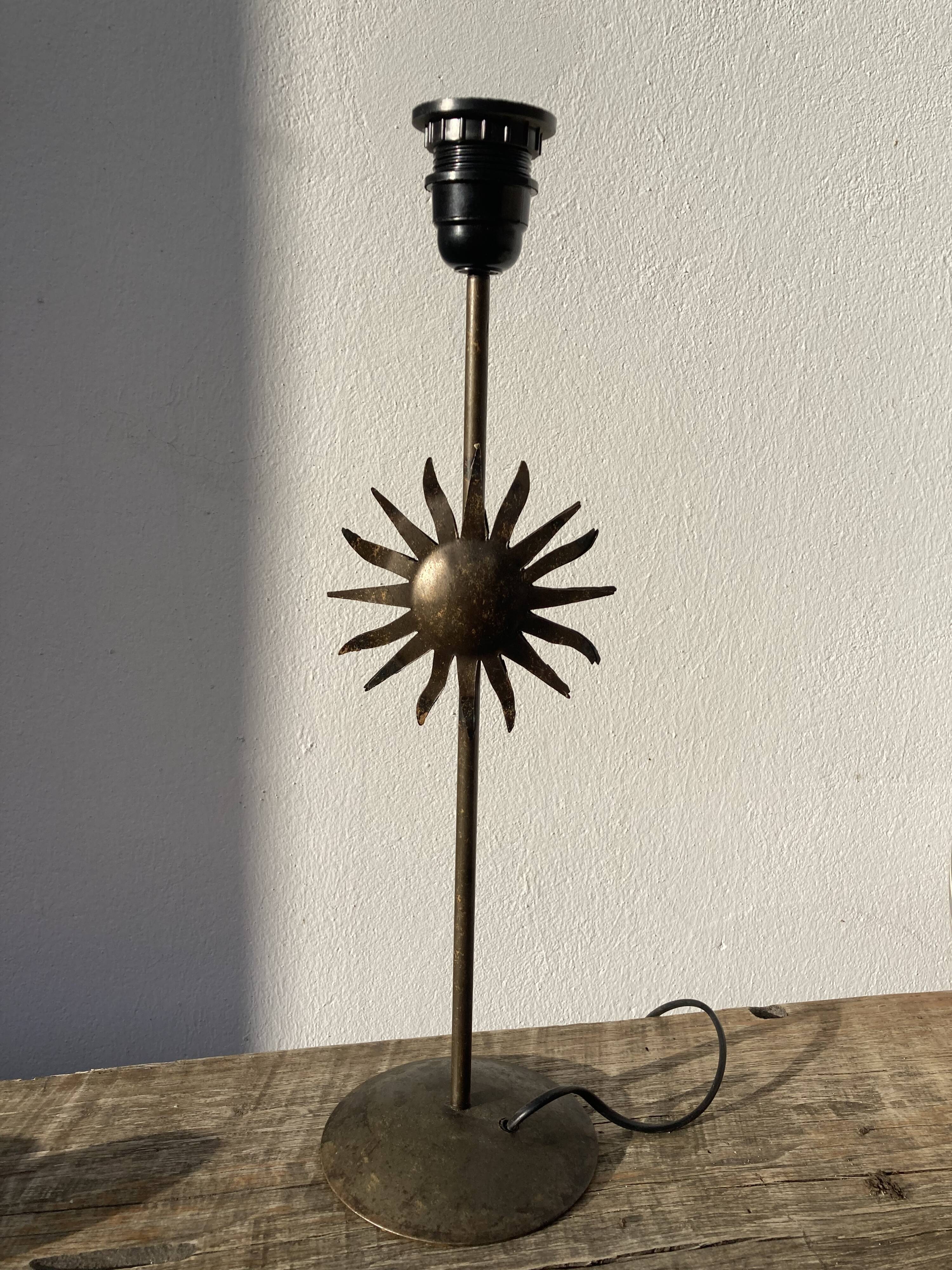 Vintage sun-shaped wrought iron lamp foot