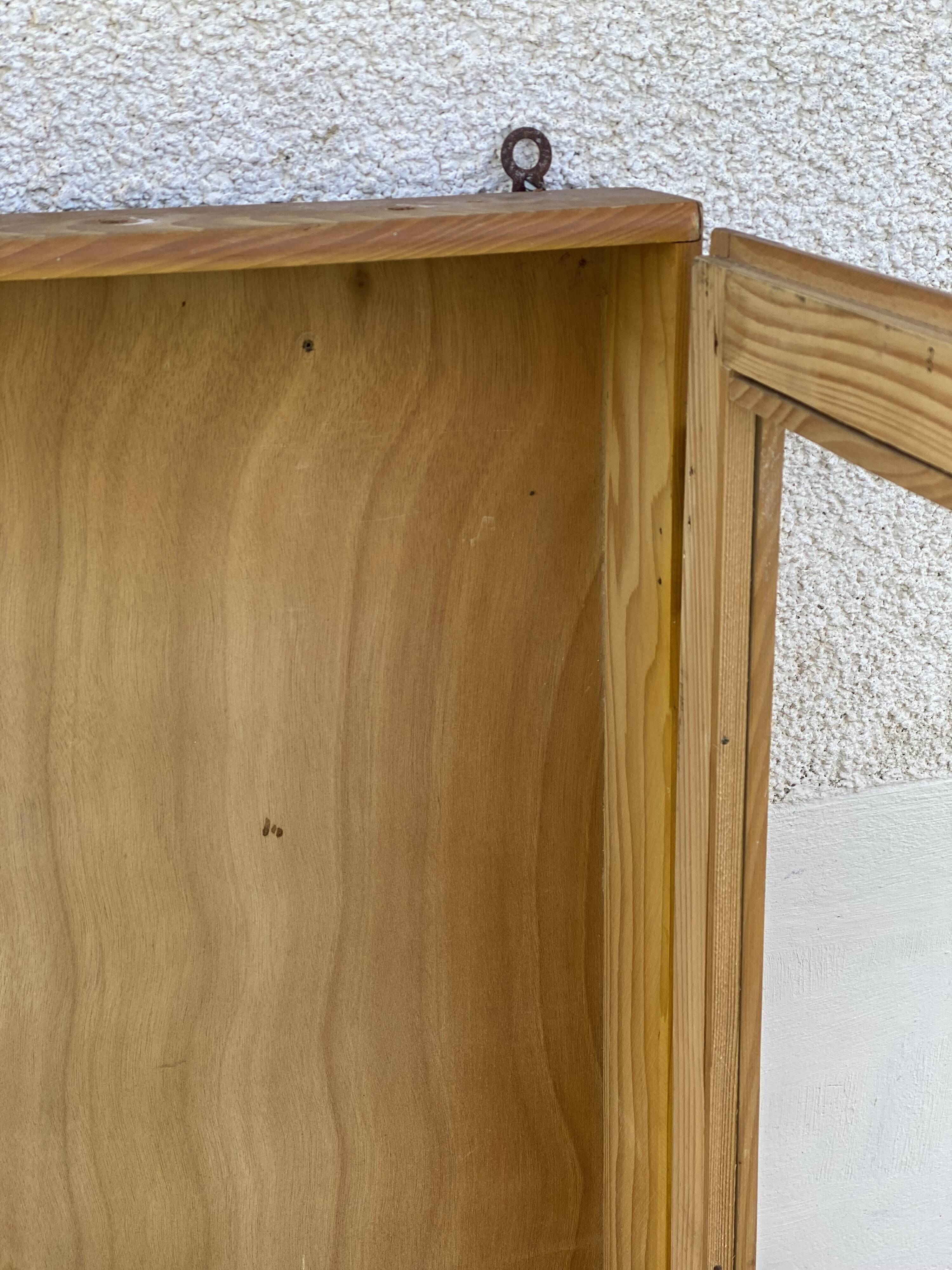 Vintage wall display cabinet 1960s light wood