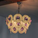 Sphera chandelier by Gino Vistosi, purple and white murano glass, Italy, 1970