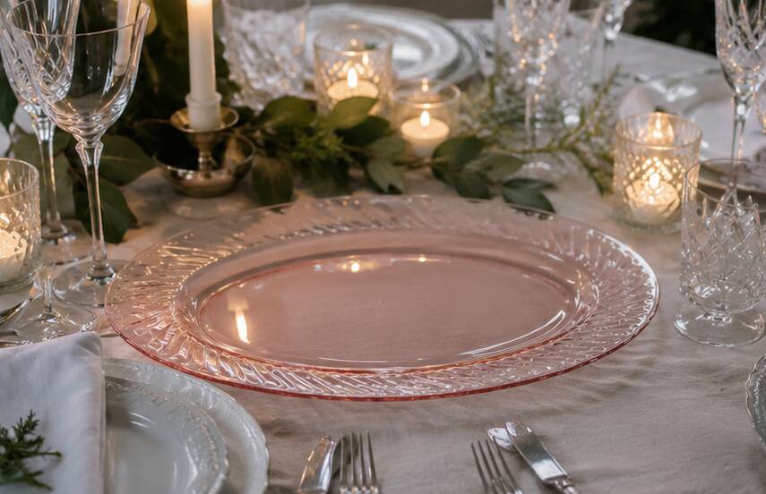 Oval pink plate Arcoroc Rosaline