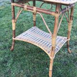 Table serves vintage two-coloured wicker rattan