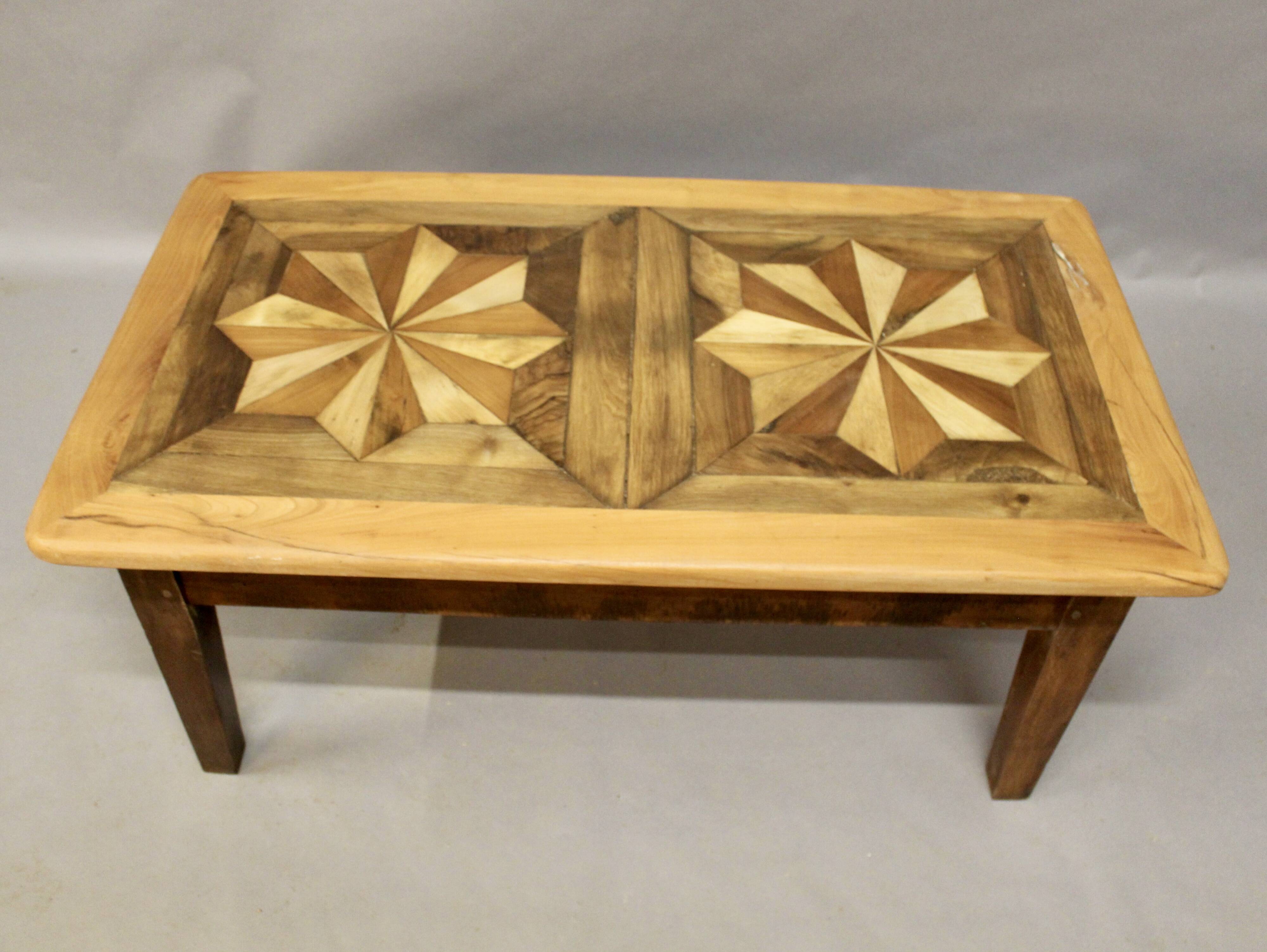 110 cm Coffee Table with Antique Parquet Top